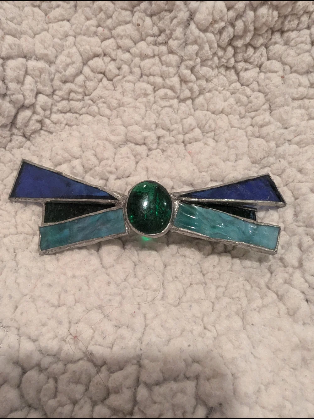 Handcrafted Set Of Two Stained Glass Bow Barrette - Pink & Green Options